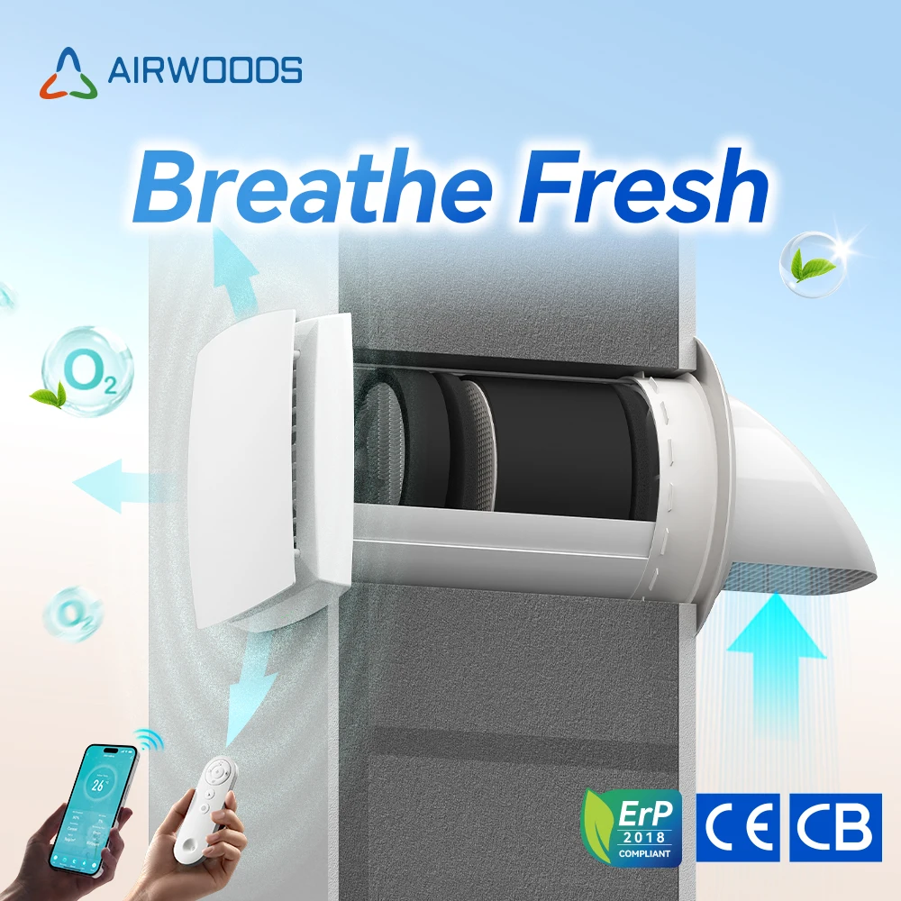Fresh Air Ventilation System Up To 97% In Door Air Quality WIFI Control Air Exchanger Temperature Sensor Hvac Systems