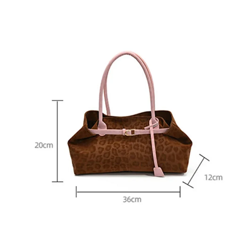 Leopardenmuster Gürtelschnalle Unterarm Umhängetasche, Vintage Große Kapazität Frauen Einkaufstasche, 2025 Herbst Winter Neue Top Griff Handtasche – Detail 1