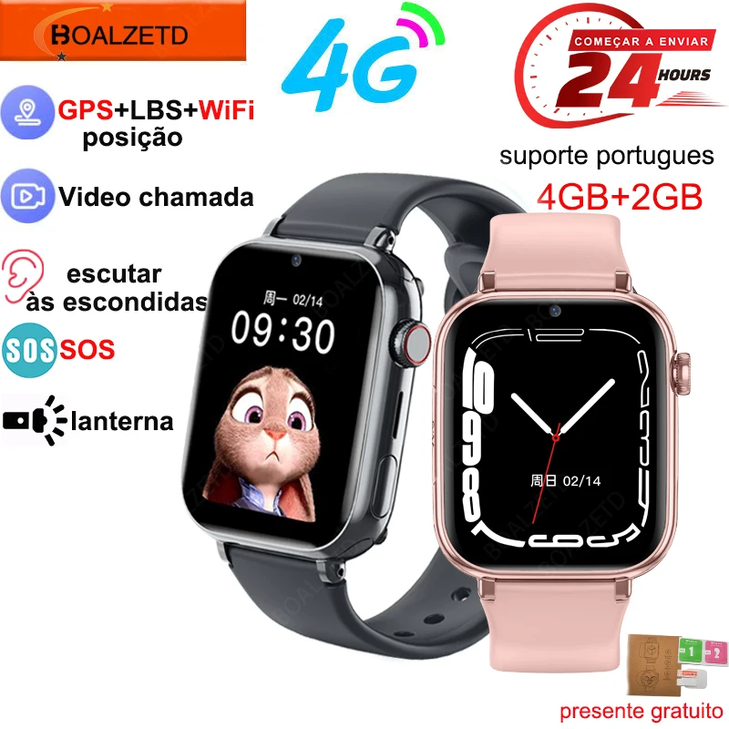 2024 4G Smart Watch Kids GPS WIFI Video Call SOS Waterproof Child Smartwatch Camera Monitor Tracker Location Phone Watch Girls