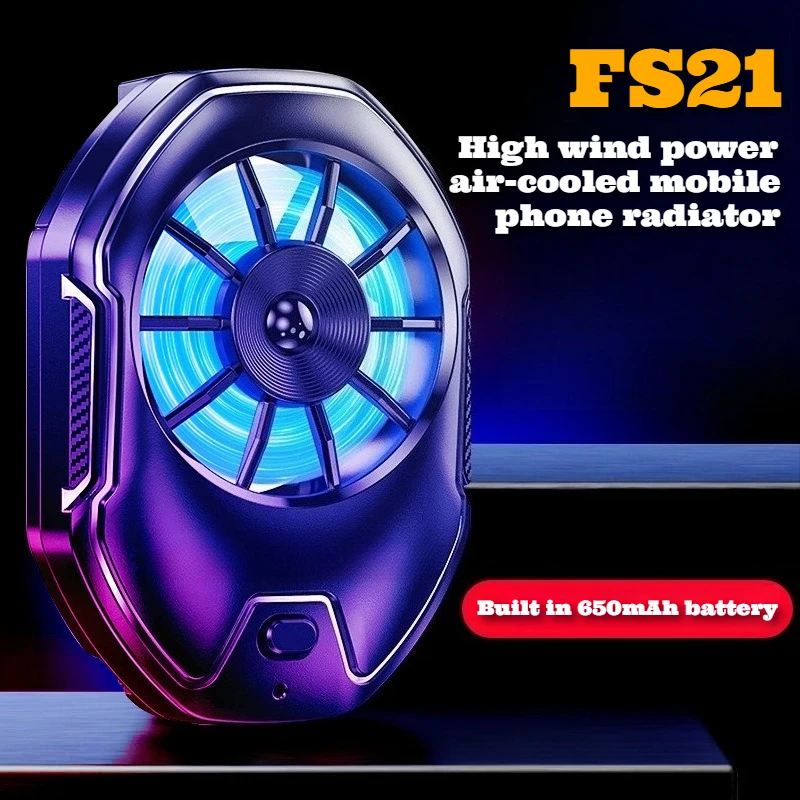

FS21 Rechargeable Mobile Phone Air-cooled Cooler Portable Cool Heat Sink Back-clip Mute Cooling Fan Radiator for IPhone Android