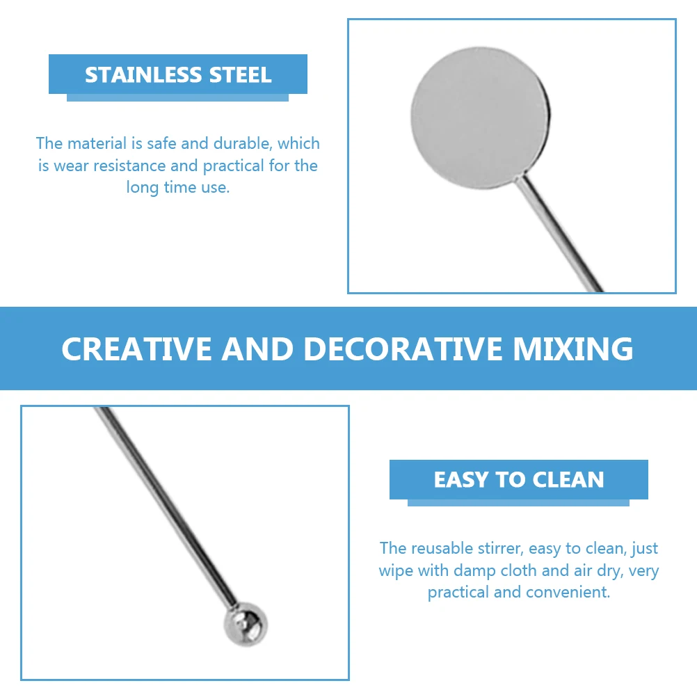 

4Pcs High-Class Stainless Steel Cocktail Stirring Rods Reusable Swizzle Sticks for Coffee Bar Milk Tea Shop Coffee Stirrers