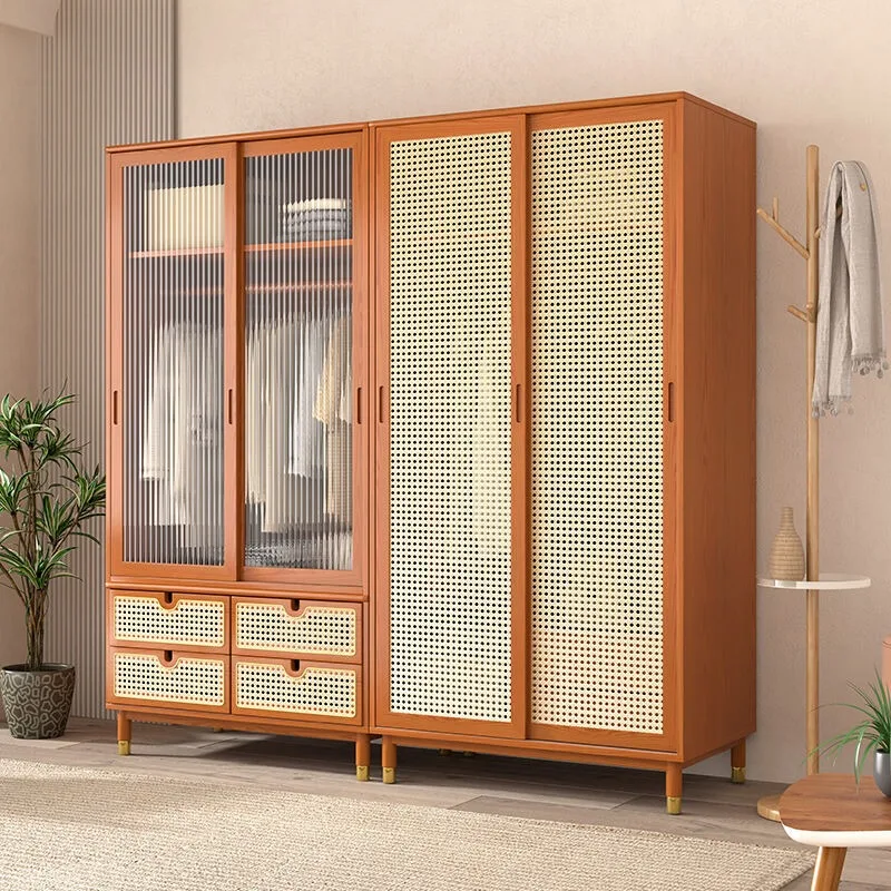 Double door wardrobe, bedroom storage locker, household sliding door
