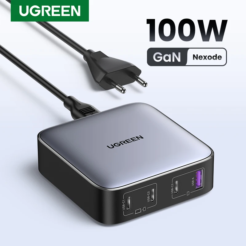 UGREEN 100W GaN Charger Desktop Laptop Fast Charger 4 in 1 Adapter For iPhone 15 14 13 12 Pro Max Phone Charger Xiaomi Samsung