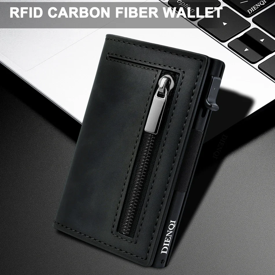 RFID-Kreditkartenhalter Herren-Geldbörse Business Metall-Kartenetui Luxus Synthetisches Leder Kartenhalter Schlanke Dünne Kartenhalter für Männer – Detail 3