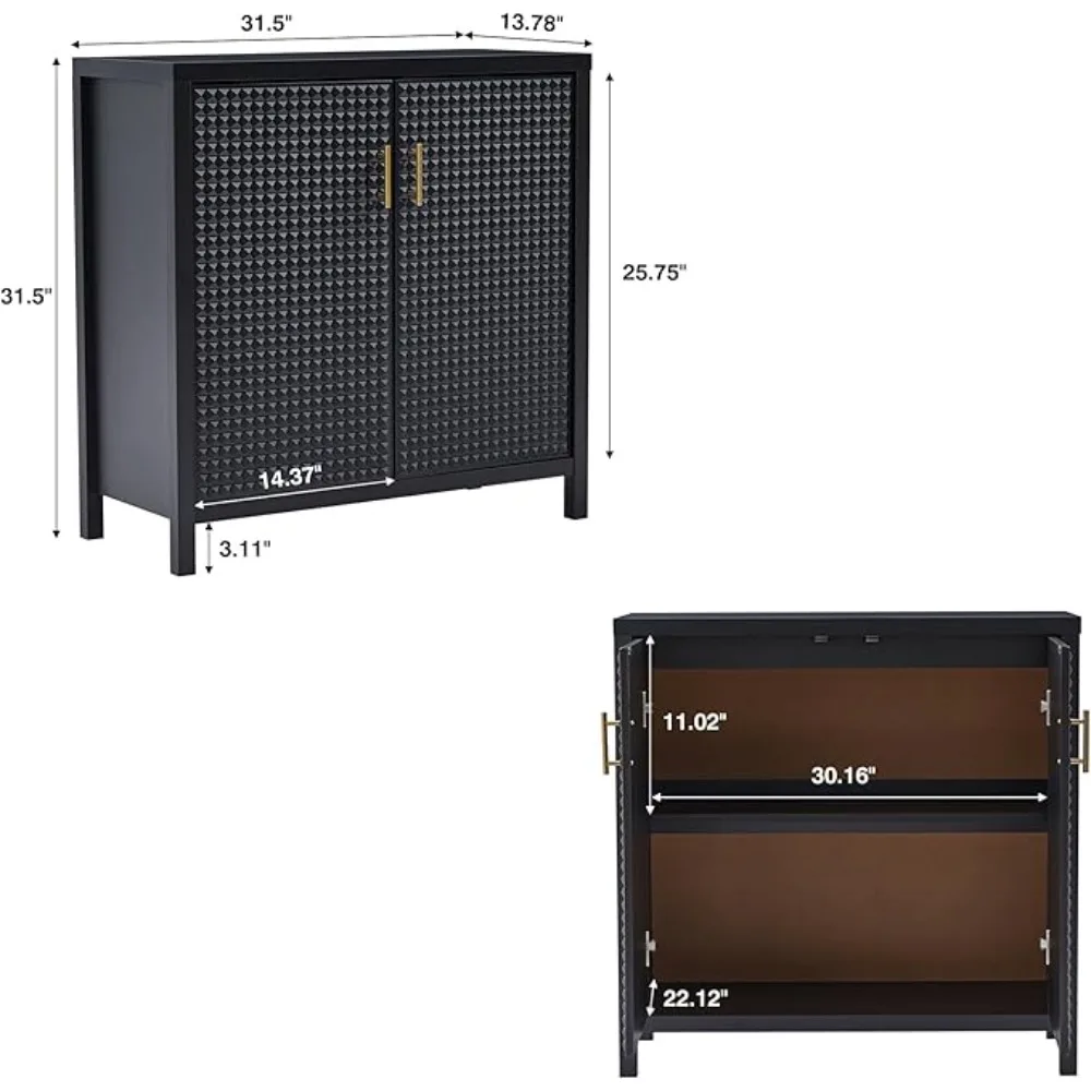 Set di 2 armadietti credenza moderna da buffet con ripiano regolabile, armadietto portaoggetti con ante a reticolo, armadietto in accento