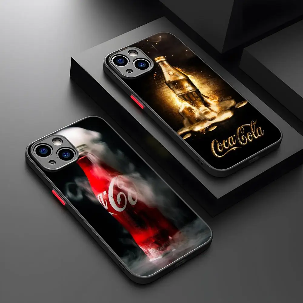 C-Coca C-Cola Phone Case Matte Transparent For 16 15 IPhone 12 11 13 Pro Max X XR XS 8 SE Mini Plus Luxury Silicone Back Cover