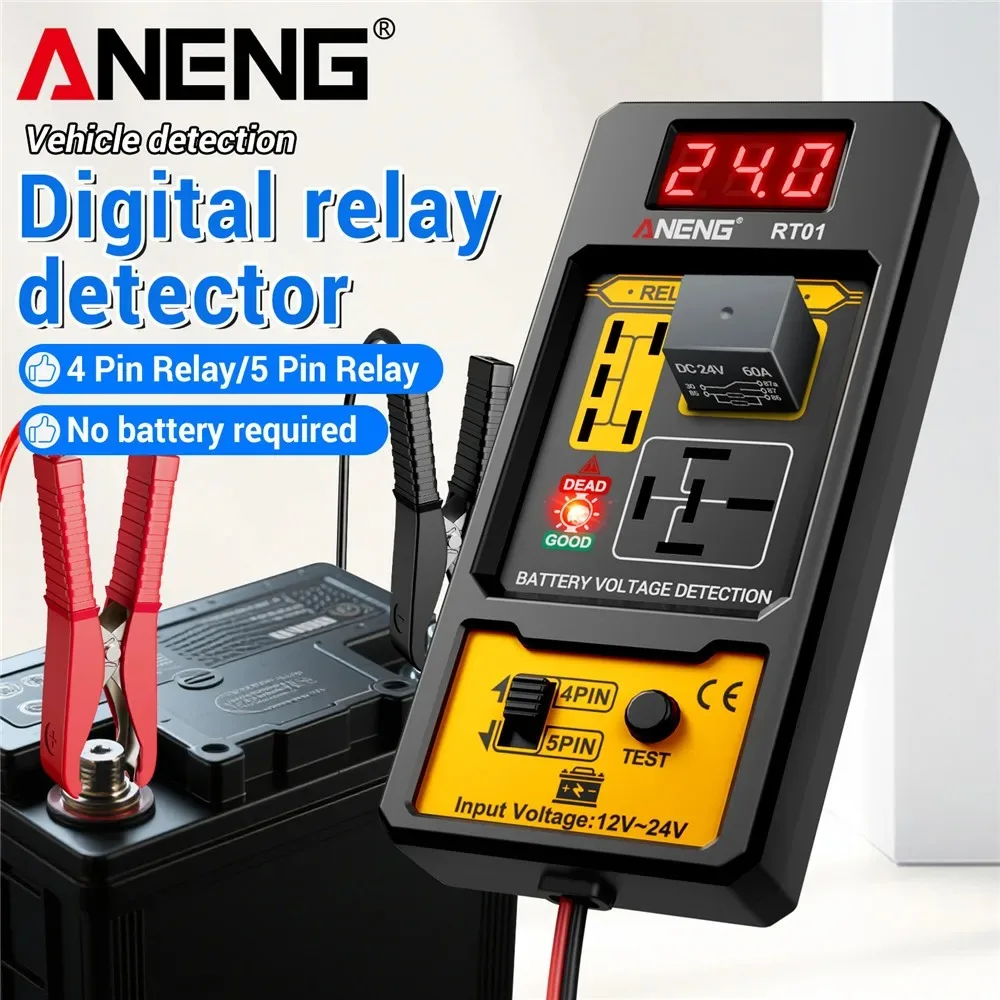 ANENG RT01 Relay Tester Aermotor 11-25V Car Battery Voltage Detector LED Indicator Light Alternator Analyzer Diagnostic Tool