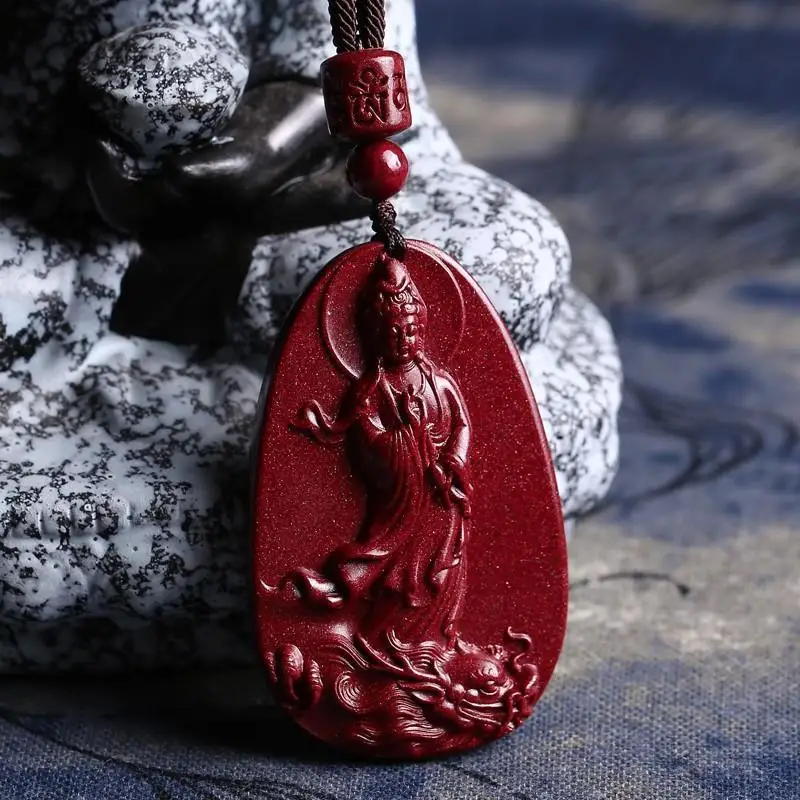 

Cinnabar Purple Gold Sandstone Avalokitesvara Pendant