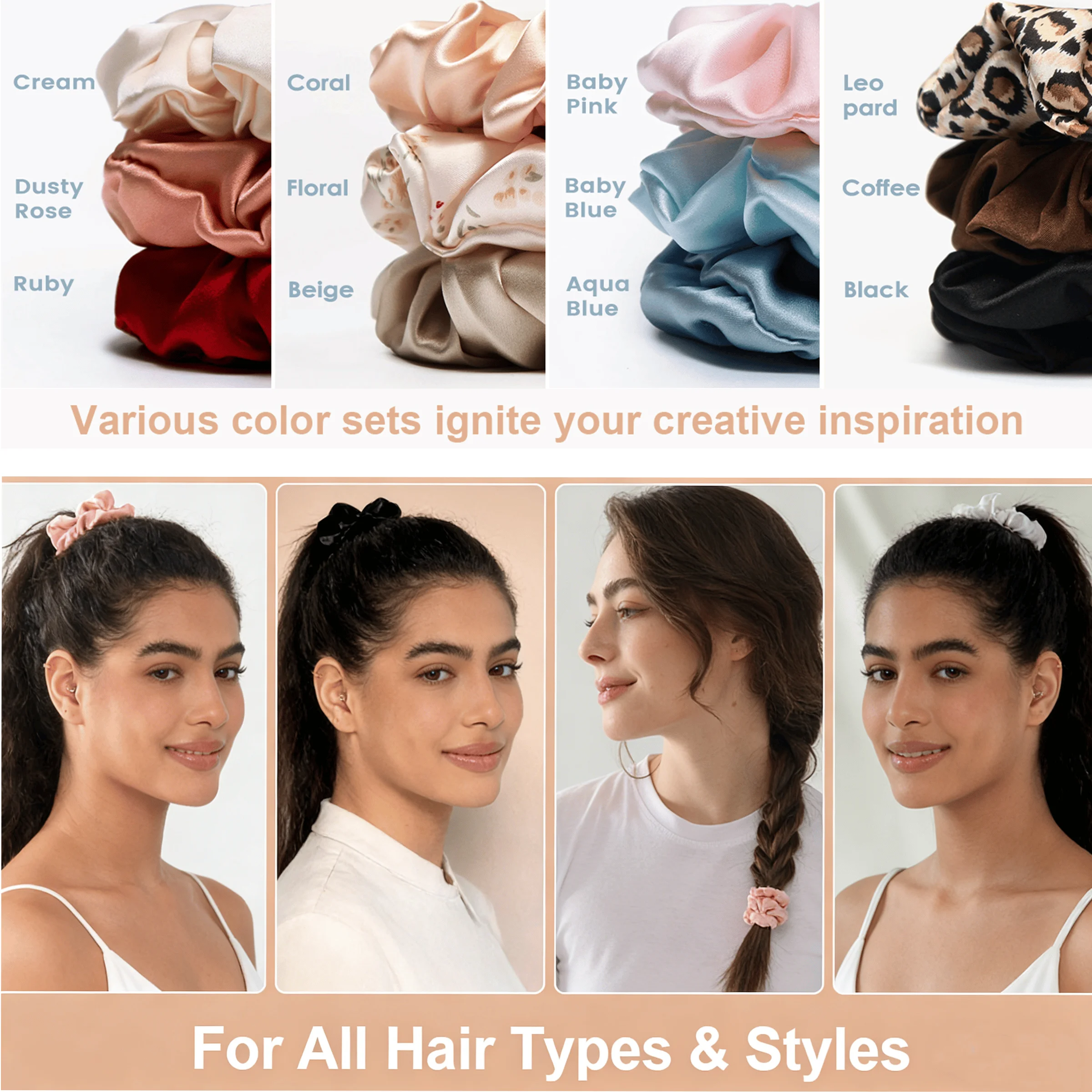 ยางมัดผมผ้าไหมมัลเบอร์รี่ 100% - Scrunchie Satin Set บทวิจารณ์และราคา