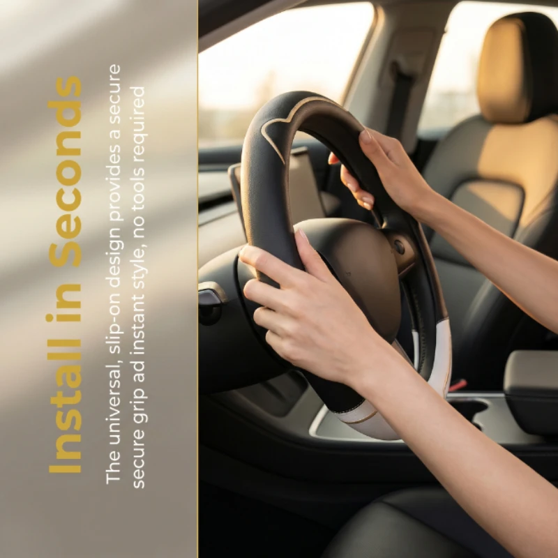 

1PCS Round/D-shaped Universal Diameter: 37.5 Non-Slip Car Interior Accessories Car Steering Wheel Cover Multiple Color Options