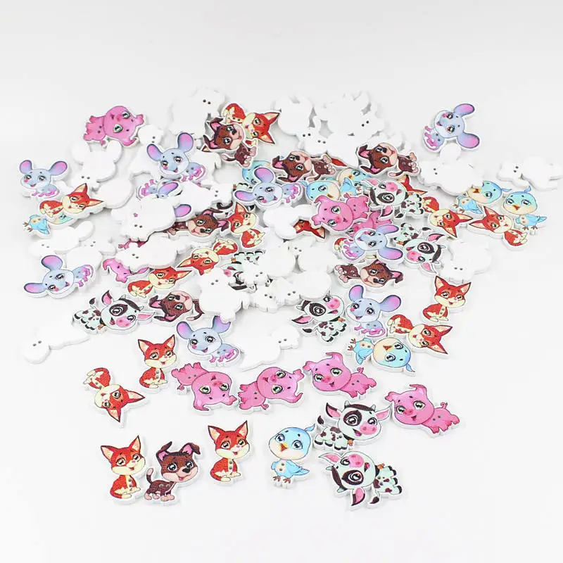 50pcs Mix Cute owl Wooden Buttons for Kids,Sewing Accessories,Garment Buttons or Home decoration  Puppy Shape Buttons