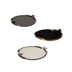 Modern Minimalist Leather Tray Creative Round Metal Tray Store Decoration Ornaments Coffee Table Key Jewelry Storage Organizer