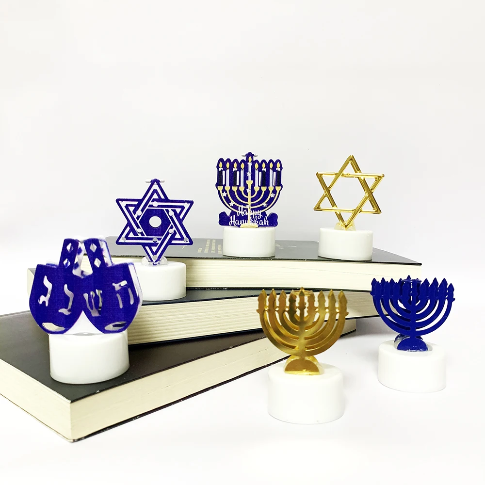 10pc Jewish Hanukkah Decor Led Candle Light Judaism Chanukah Art Night Light Battery Included