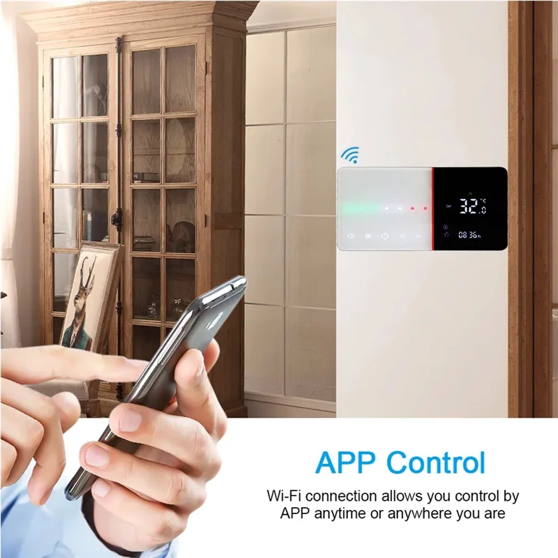 منظم حرارة واي فاي ذكي للمياه/التدفئة الأرضية غلاية كهربائية/غاز تعمل مع Alexa Google Home-A12I