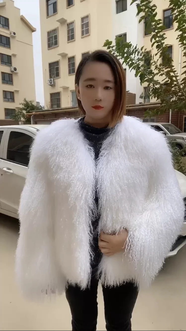 

winter women real fur coat Mongolia Sheep Fur jacket full pelt