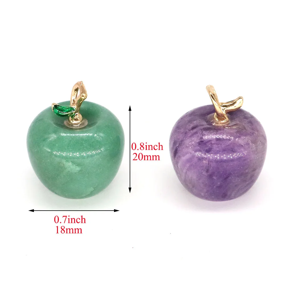 20mm Natural Stone Crystal Apple Shape Pendant Fashion Design Healing Gemstone DIY Necklace Bracelet Jewelry Accessory Wholesale