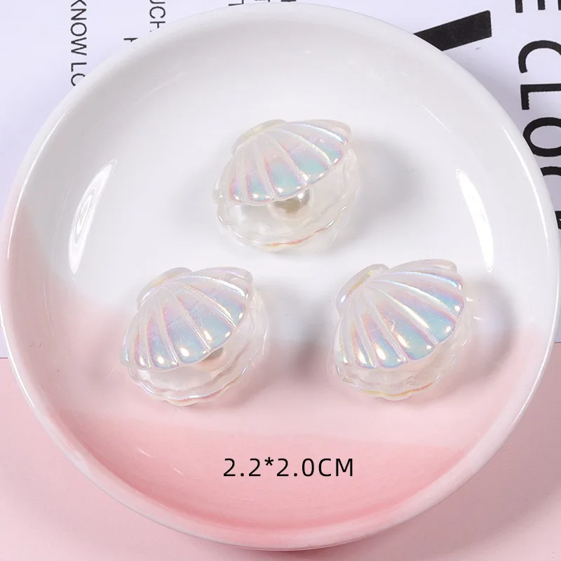 Mini cabujones de resina de concha nacarada Kawaii, accesorios de horquilla para fiesta, manualidades decorativas, 10 piezas, J65