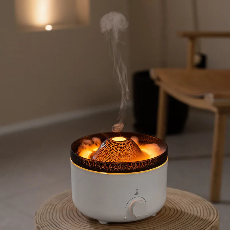 Diffusore di Aroma a Fiamma per Umidificatore Vulcano: Umidificatore per Aromaterapia 300ml Medusa/Fiamma 2 Modalità Nebulizzazione con Telecomando, Diffusore Oli Essenziali a Nebbia Fredda Casa