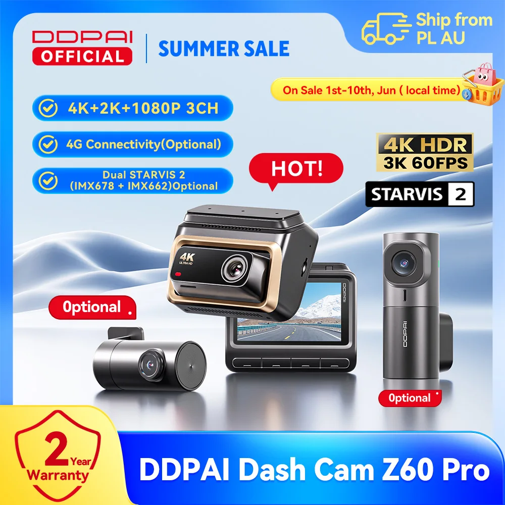 Cámara para Auto DDPAI 4K Dash Cam Z60 Pro con Soporte HDR, Cámara Frontal y Trasera Interior, Sensor SONY STARVIS2… — oferta en AliExpress