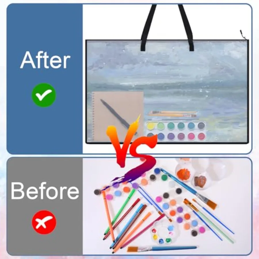 2 PCS 23 X 35 pulgadas Maletín de arte Bolsa de almacenamiento de carteles grandes con cremallera y asa Estuche de almacenamiento de obras de arte Carpeta de arte de PVC C