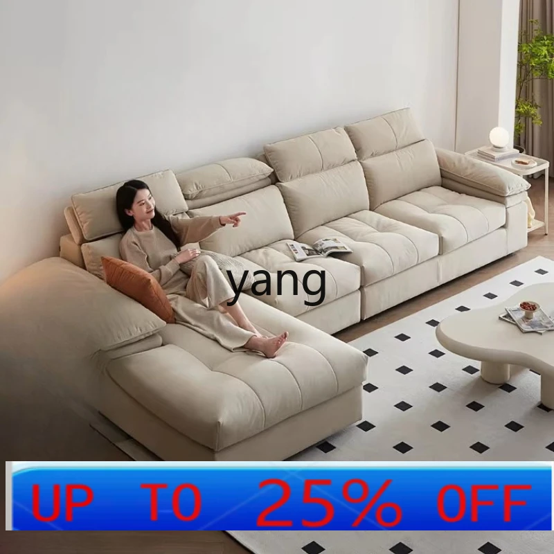 

LTT cream wind cat scratching fabric sofa removable and washable living room solid wood frame furniture