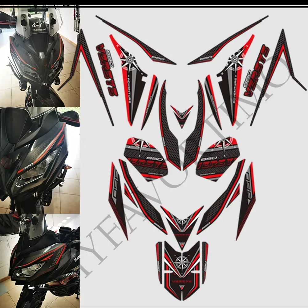 

For Versys 650 LT Motorcycle Tank Pad Fuel Oil Kit Knee Wind Deflector Windshield Touring Set Body Protector Stickers