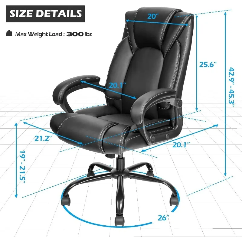 Office Executive Office Desk Chair Computer with 5-Year hydrolysis-Resistant Leather Spring Cushion Ergonomic