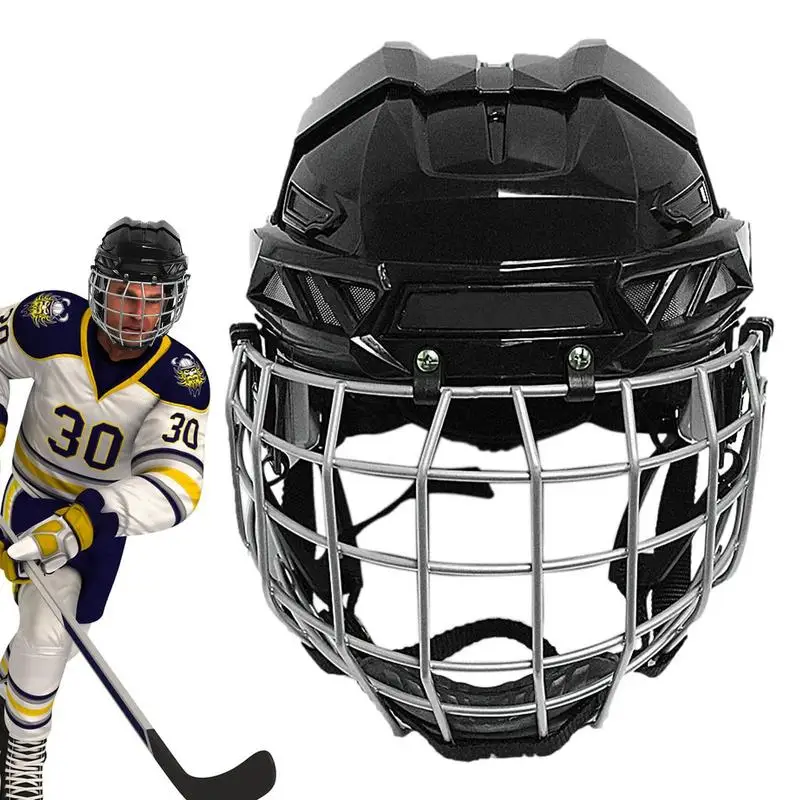 Cascos de Hockey para adultos, protección facial Ce, Combo con jaula, transpirable, equipo de Hockey resistente para hielo