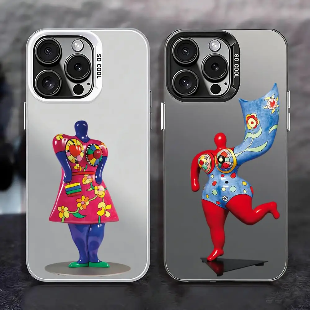 Funda para Teléfono Color Plata para iPhone 17 16 16e 15 14 13 12 11 Pro Max Plus, Carcasa Mate Antigolpes P-Niki de Saint Phalle