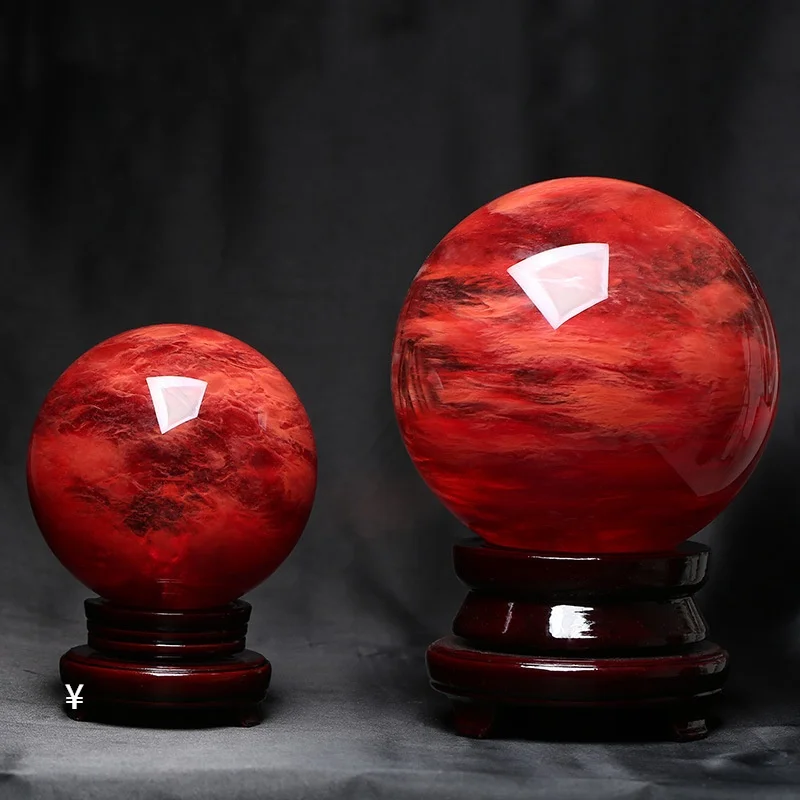 

6-10CM Natural Rare Red Smelting Stone Energy Saving Quartz Crystal Ball Home Office Decoration Natural Cutting Polished Wand