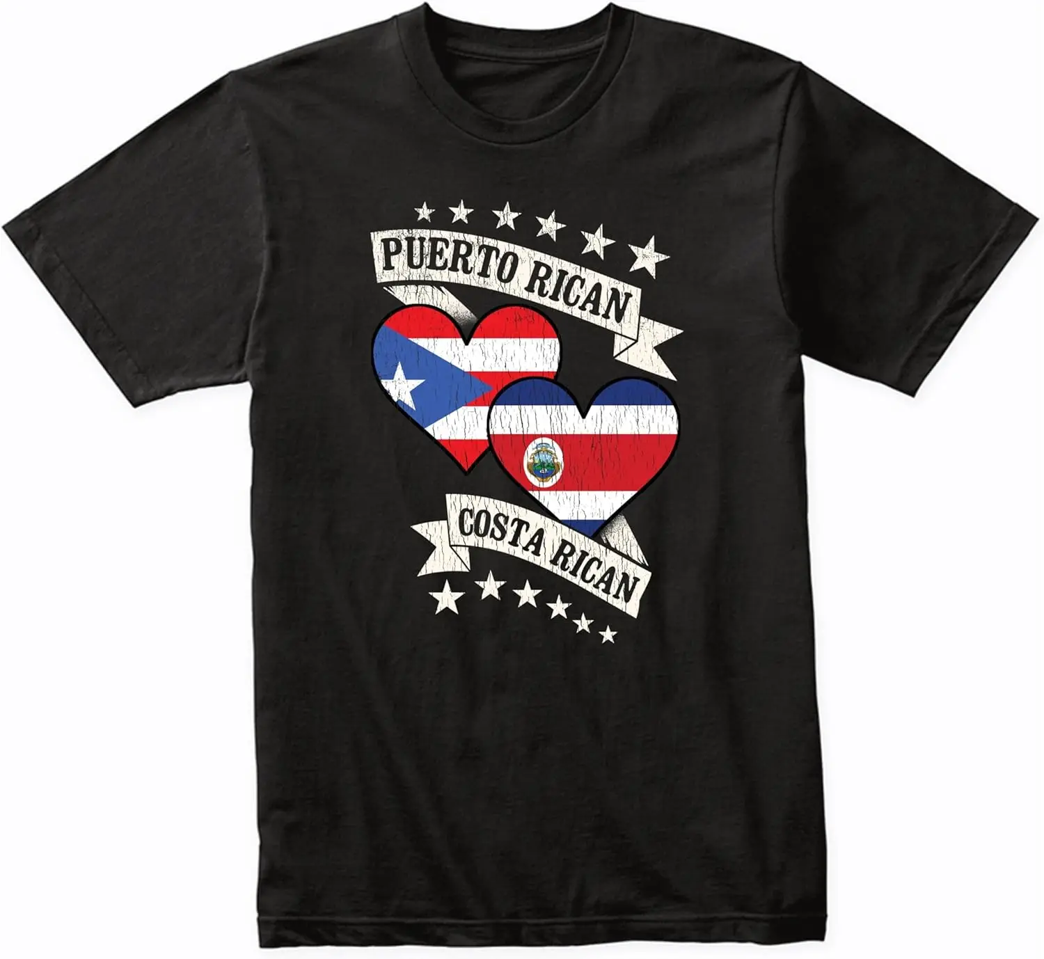 Puerto Rican Costa Rican Heart Flags Puerto Rico Costa Rica T-Shirt