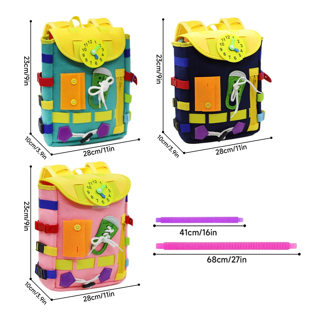 Giocattoli educativi Montessori per bambini occupato Board School Bags apprendimento sviluppa abilità motorie fini giocattoli da viaggio per bambini regali