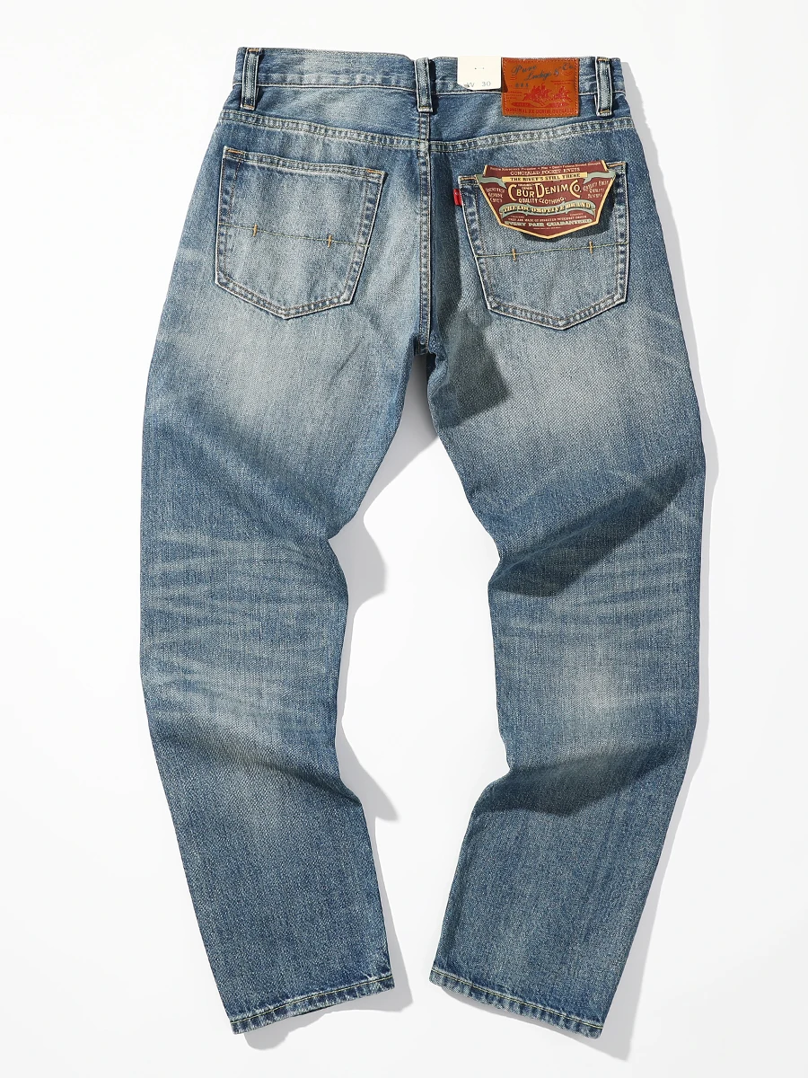 2025 Spring And Autumn New American Retro Men\'s Washed Made Old Straight Leg Jeans Fashion Comfortable 100% Cotton Casual Pants