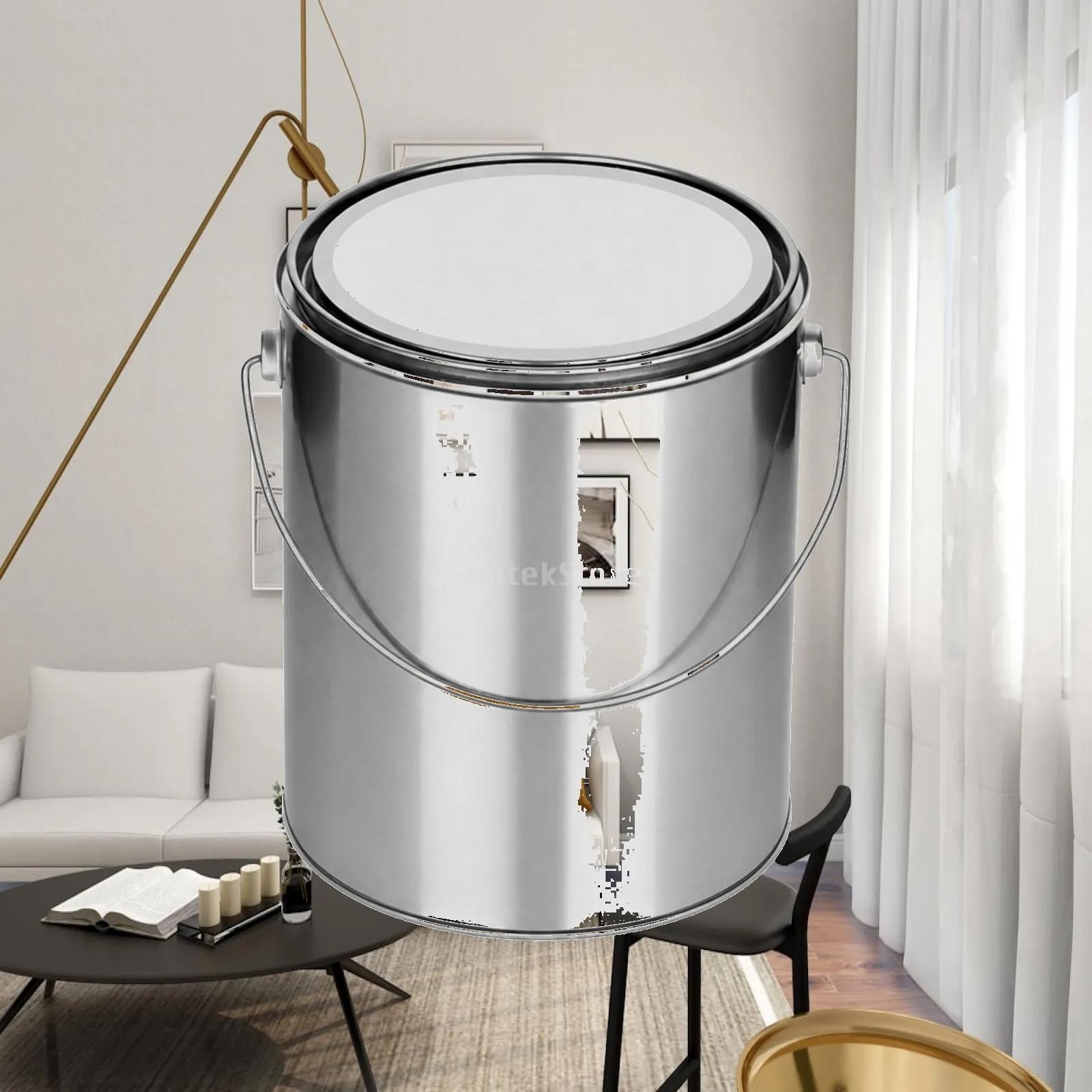 Cylindrical Tinplate Can with Lid and Carry Handle Heat Resistant Metal Sample Storage Container