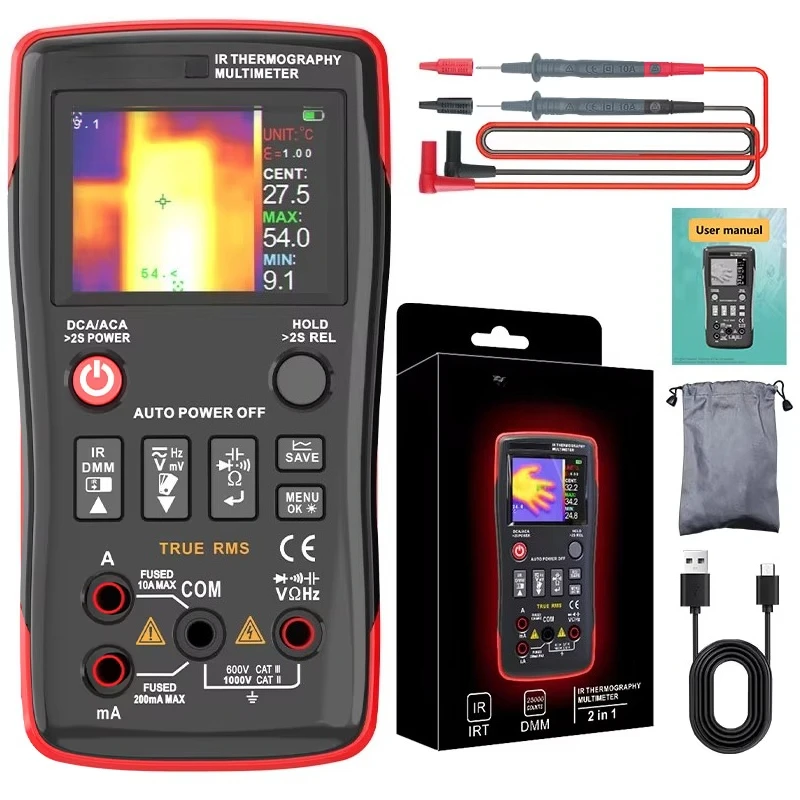 

Портативный инфракрасный тепловизор и цифровой мультиметр ZT-R01 2-в-1 для электриков с удобной кнопочной навигацией