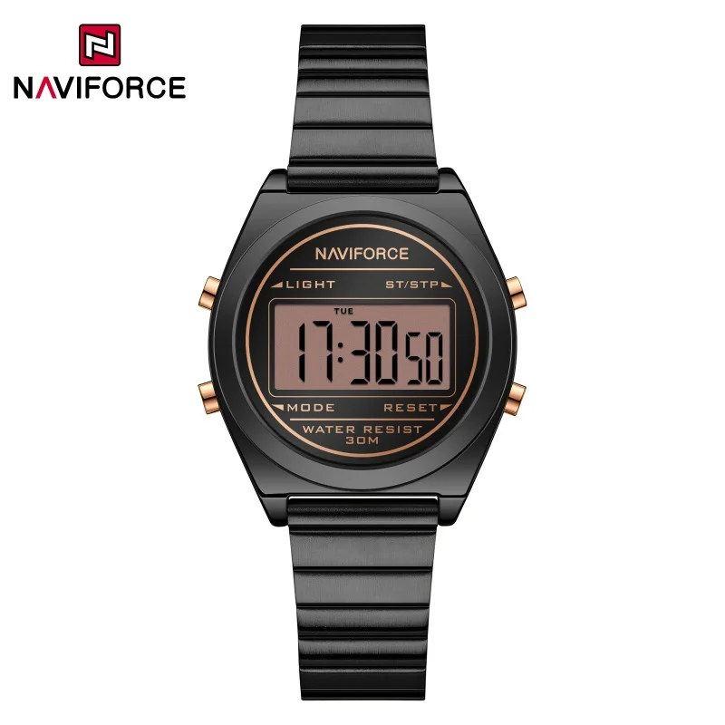 

NAVIFORCE NF5066 Casual Women Watch Digital LCD Stainless Steel Casual Fashion Watch 30M Waterproof Watch