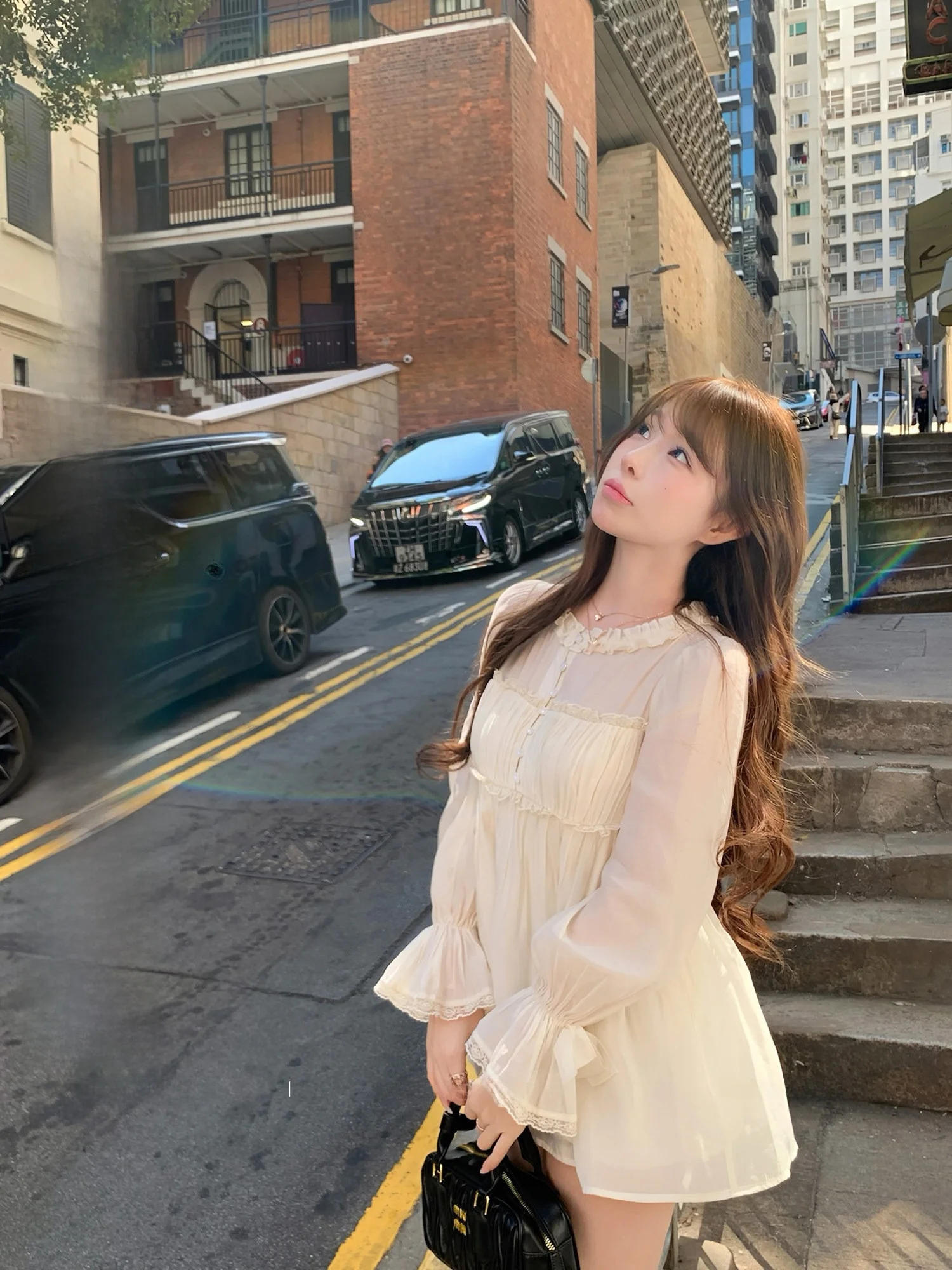 

Женский топ Lukira с кружевными вставками и рукавами-фонариками из ацетата, весна 2026, дышащий, свободного кроя, из полиэстера, с круглым вырезом