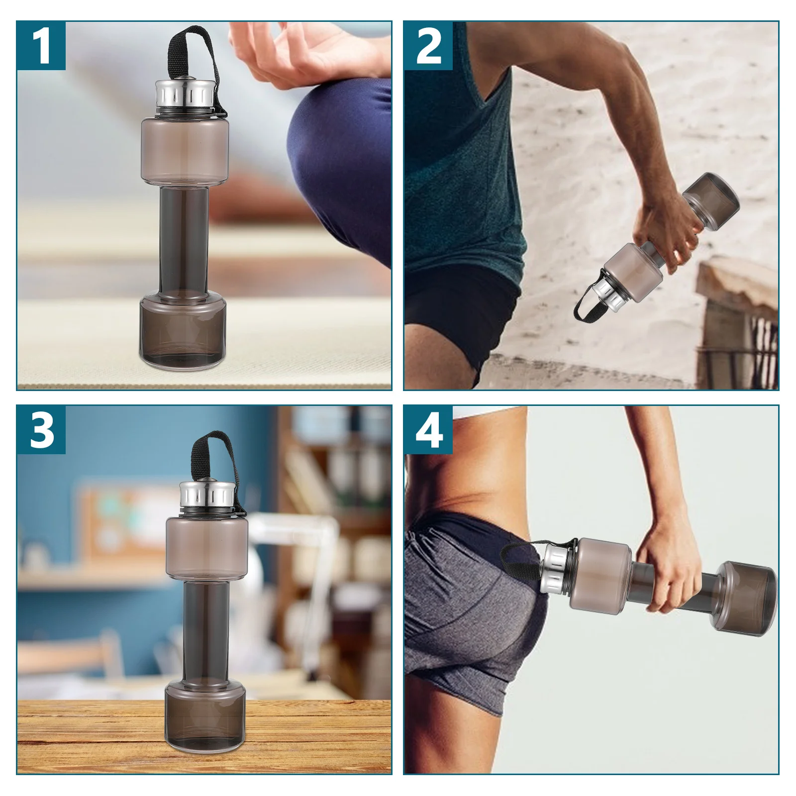 

1Pcs Sport Water Bottle Dumbbell Shape Large Capacity Fitness Water Kettle Leak Proof Portable for Gym Workout Travel School