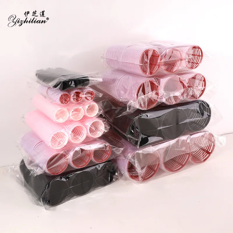 6Pcs Self-Grip Hair Rollers Heatless Hair Curlers No Heat Hair Bangs Volume Self-adhesive Hook Curlers DIY Styling Tools