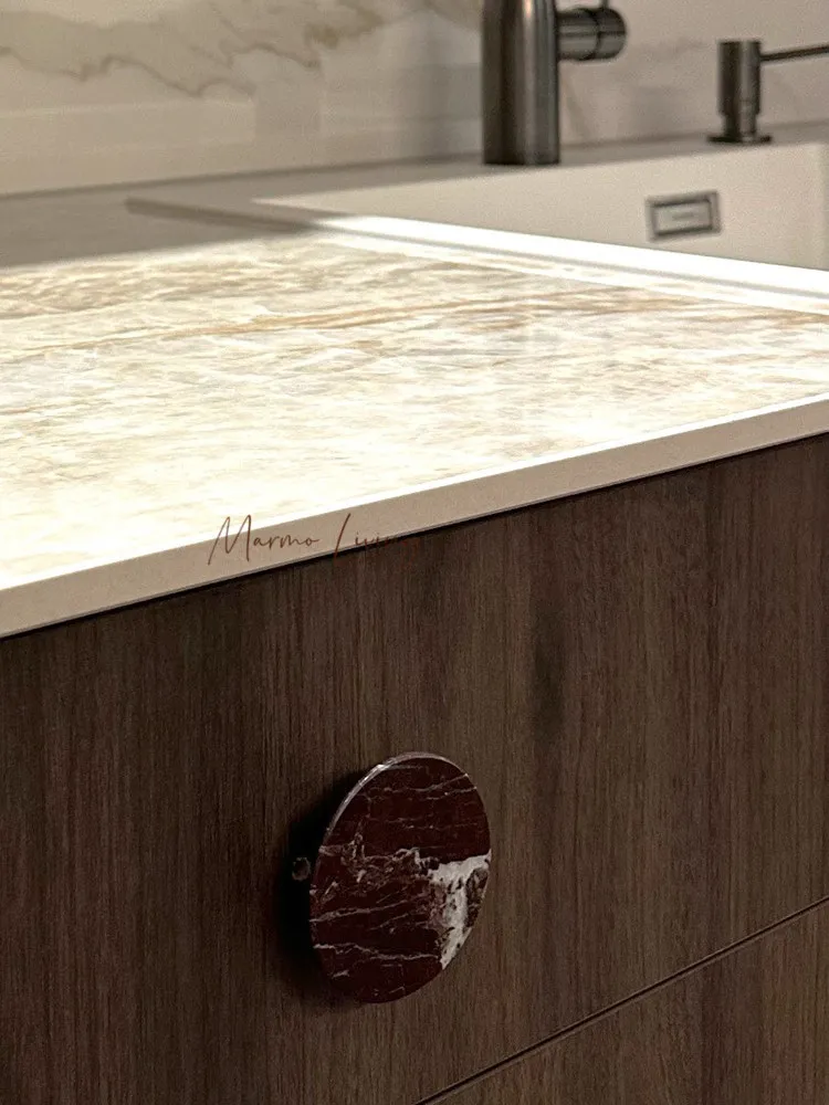 

Modern Minimalist Rosso Marble Ball Drawer Knobs French Style Wardrobe Door Handles Luxury Cabinet Pulls