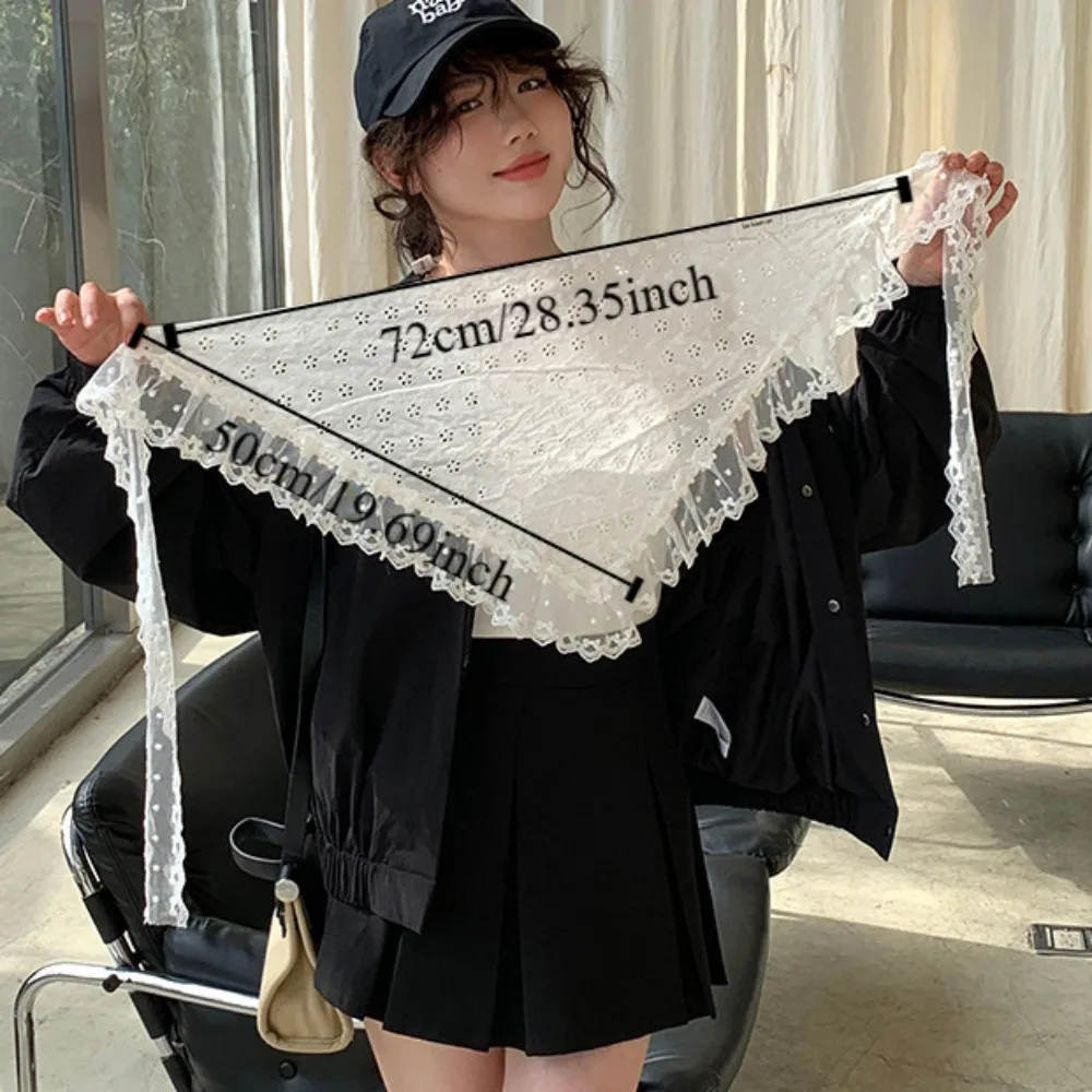 Y2K Sweet Lace Mini Skirt Flower Hight Waist Gauze Skirt Lace-up Korean Style Ruffled Edge Skirt Streetwear