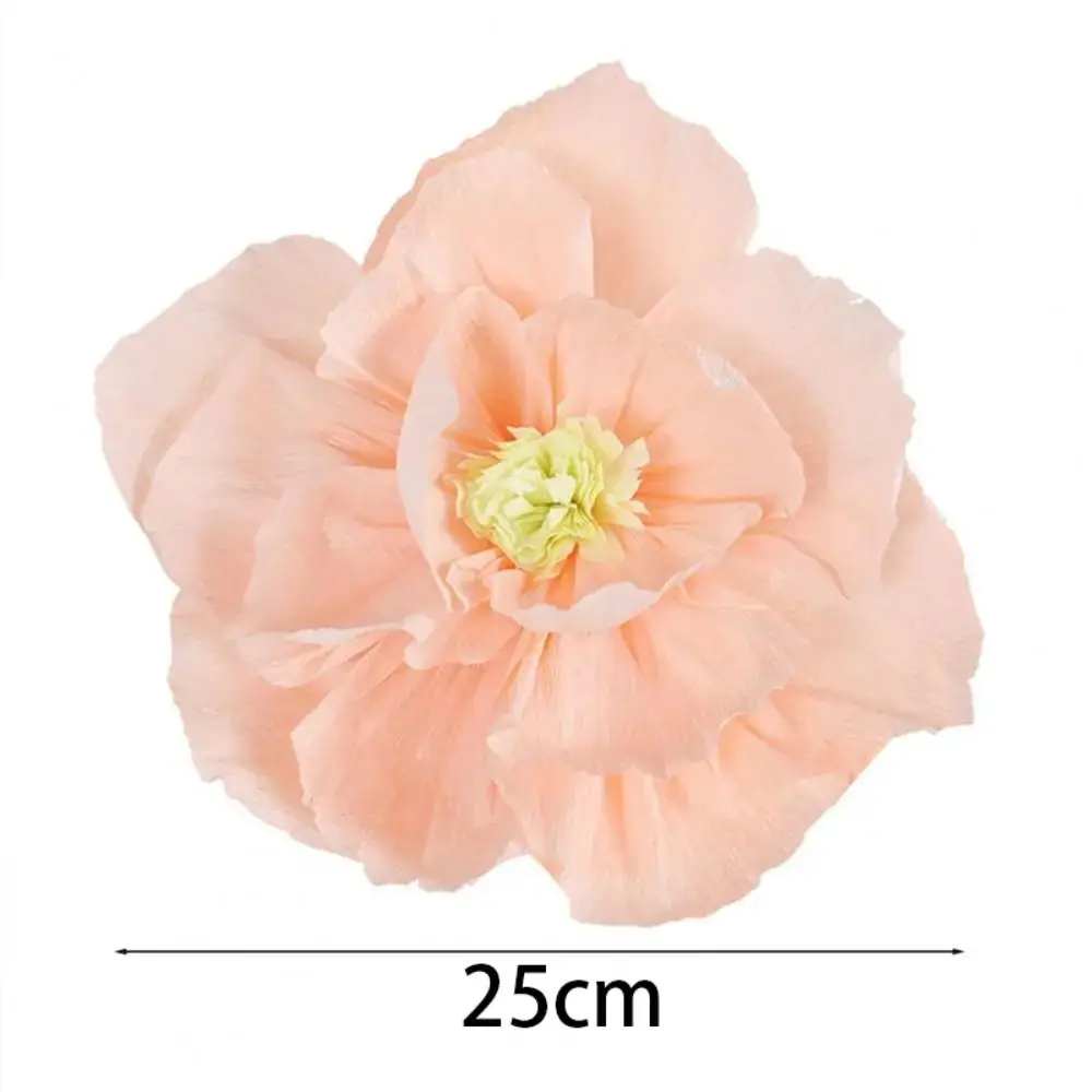5pcs 25cm Crepe Paper Flower Festival Decor Light Weight Wrinkles Paper Flower Stereoscopic Multi Purpose Handmade DIY Flowers