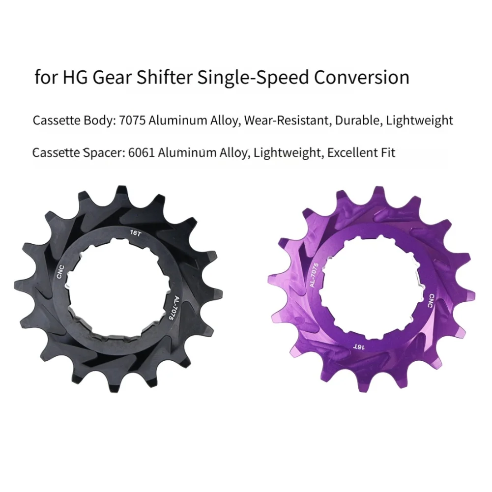 

Aluminum Alloy 16T Freewheel Sprocket Conversion Kit For HG Hub Single Speed Bike Part Anodized Finish With Multiple Spacers