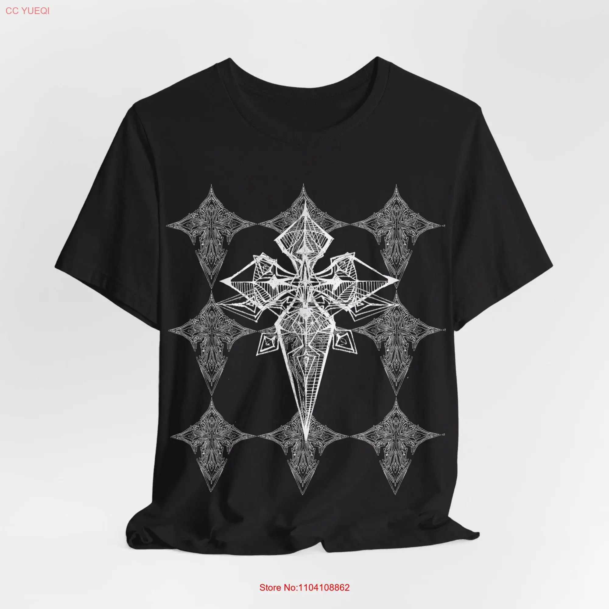 Hand Ink Drawn Gothic Crosses T shirt Vintage 90s Skeleton Y2K Cybercore Grunge Streetwear Oversized Clothes