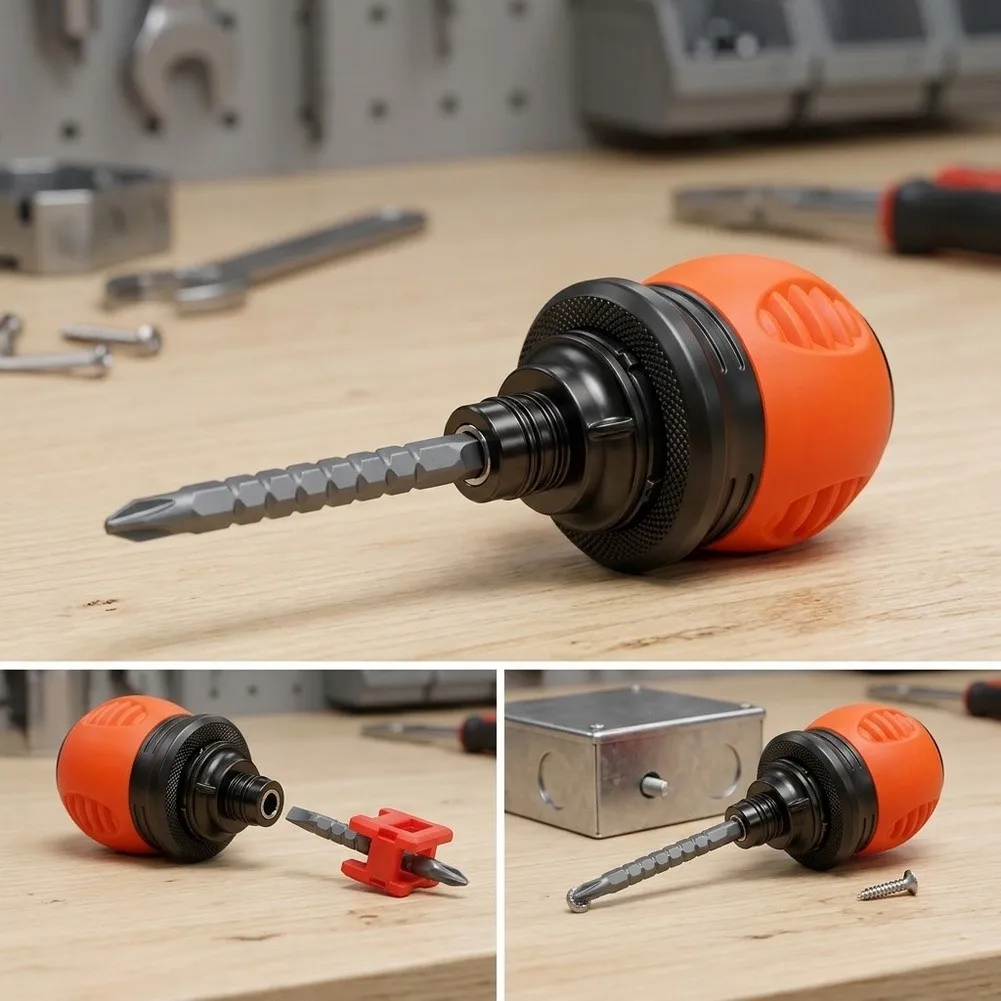 Compact Short Handle Ratchet Screwdriver Set Two in One Design Magnetic Tip for Electronics Repair and Model Building