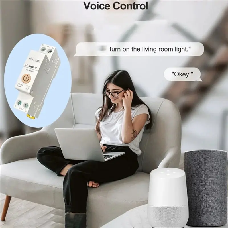 GYTB-Tuya Smart Life 2.4Ghz Wifi قطاع دارة التبديل 63A 1P + N مع الموقت التحكم عن بعد على إيقاف عبر التطبيق