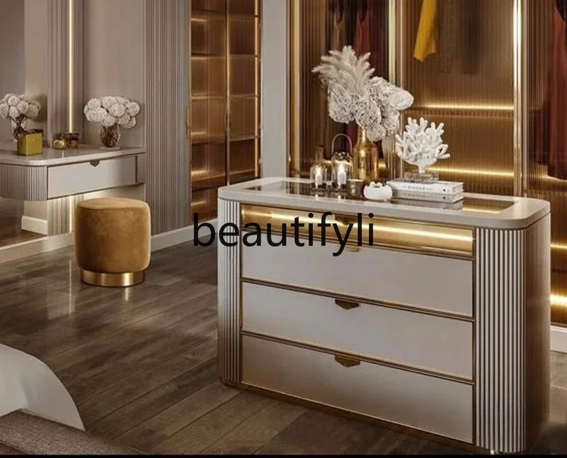 yj57 Small Apartment Center Table Small Cloakroom Center Cabinet Inverted Table Italian Style Single-Sided High-End Modern