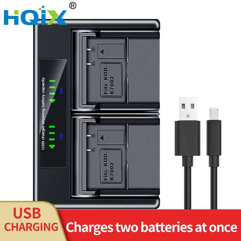 

HQIX for Kodak EASYSHARE V530 V630 ZOOM Camera KLIC-7002 Dual Charger Battery