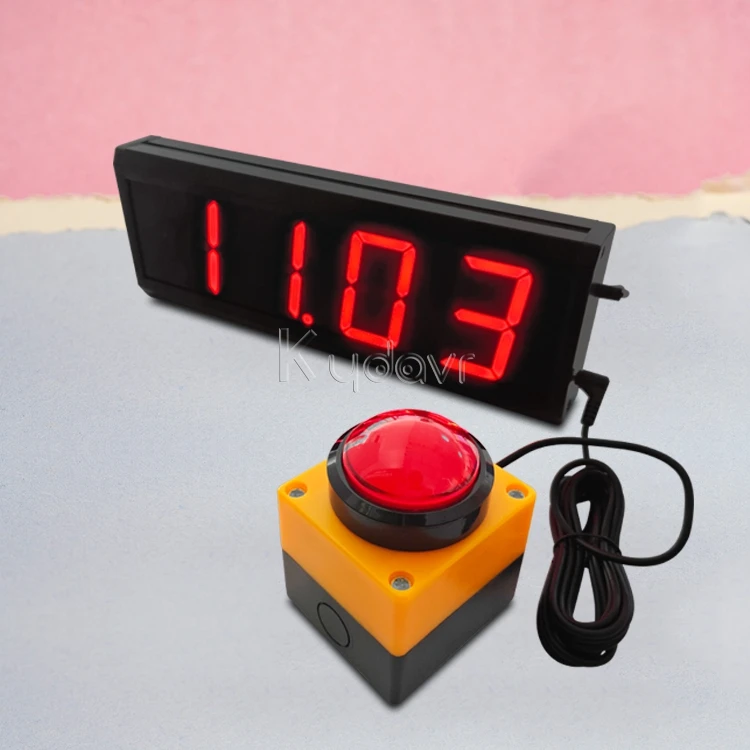

Custom Electrical Push Button 10 Seconds Interactive Challenge Game Digital Led Light Red Led Light Therapy with Timer