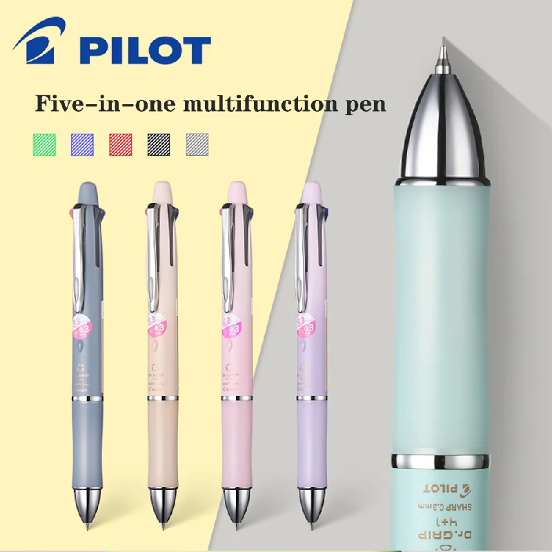 PILOT Dr. Grip 4 + 1 pena multifungsi, pemasok alat tulis Pensil mekanis 0.7/0.5mm 4-warna pena Modular 0.3/0.5mm